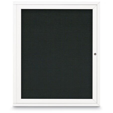 United Visual Products 60"x36" 2-Door Enclosed Outdoor Letterboard, Hdr, Black Felt/White UV1177HD-WHITE-BLACK